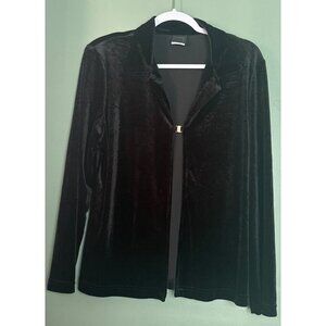 Vintage Studio Black Velvet VTG Women's cardigan L Gothic Fairycore Witchy Retro